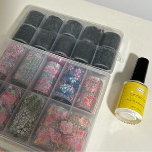 BUNDLE Floral and Black Lace Nail Foil Set with Adhesive